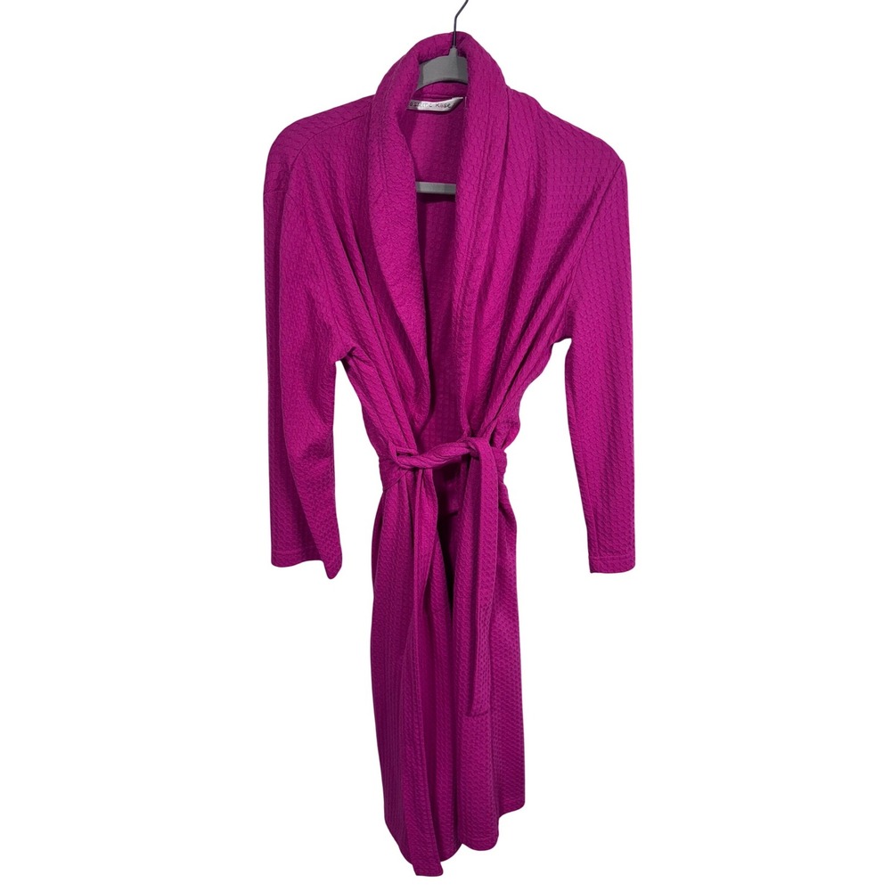 Jasmine‎ Rose Robe Women Waffle Knit Belted Shawl Collar Pink S